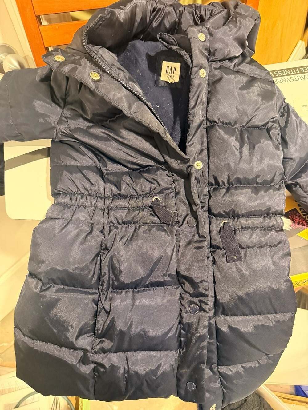 Gap Kids Girls Navy Blue Hooded Puffer Coat Jacket Size M Regular